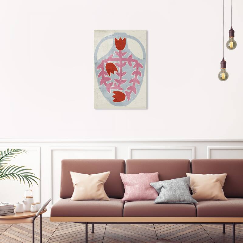 Wynwood Studio Canvas Floral and Botanical Floral Vase Red and Farmhouse Wall Art Canvas Print - 30 x 20