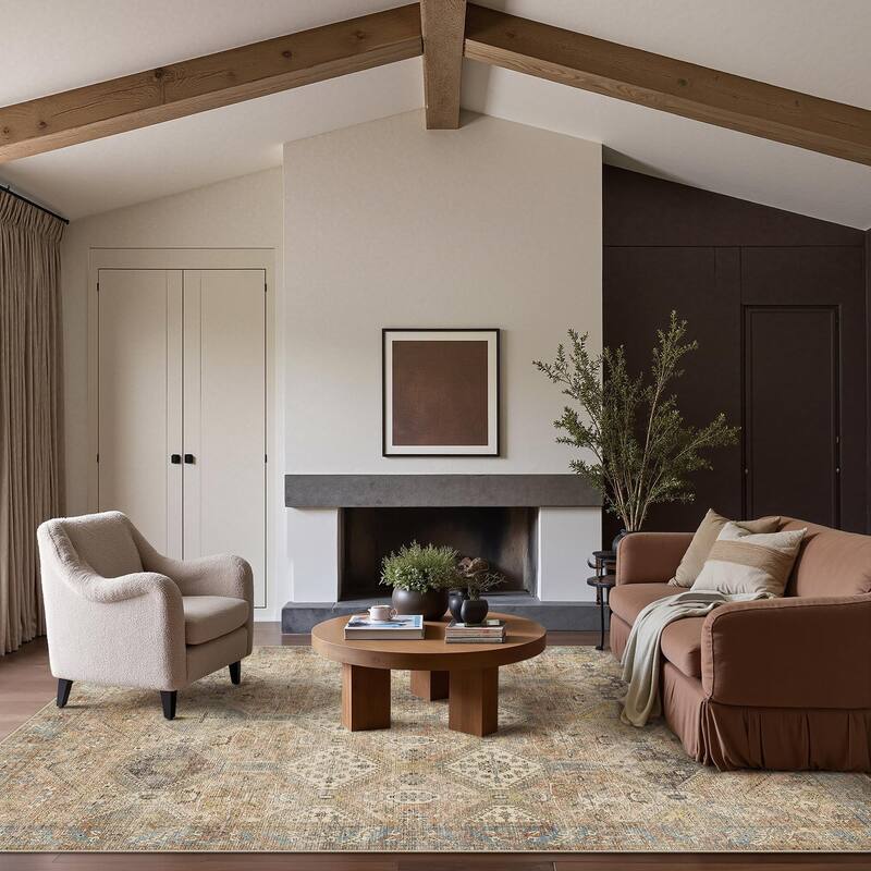 Mcow Vintage Wood-Tone Low-Pile Washable Non-Slip Area Rug