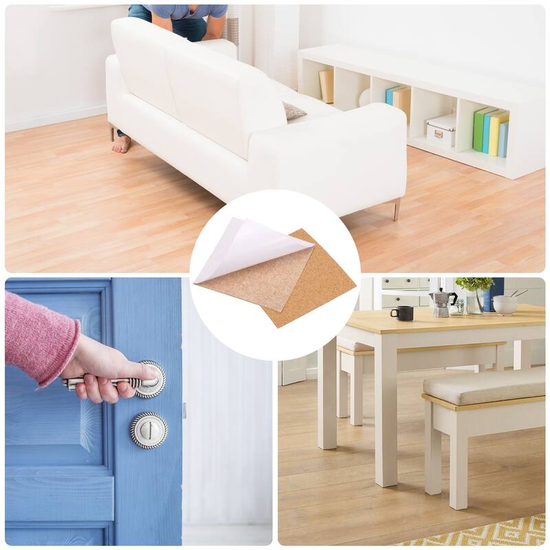 80pcs Self Adhesive Cork Coasters Cork Mats Cork, Square - Wood