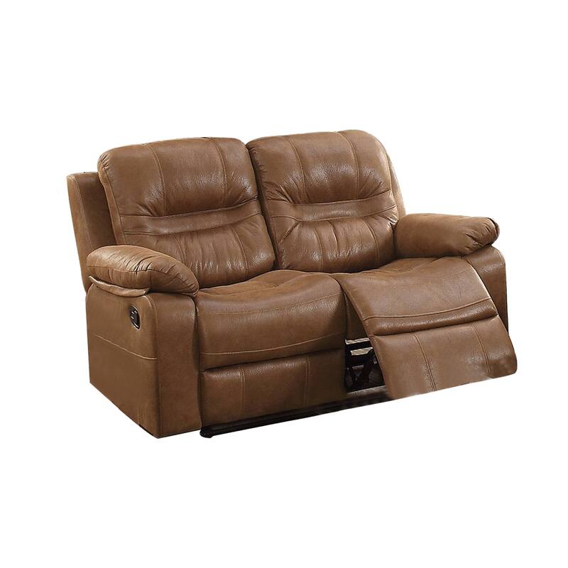 Breathable Leathrette Motion Loveseat in Dark Brown - Brown