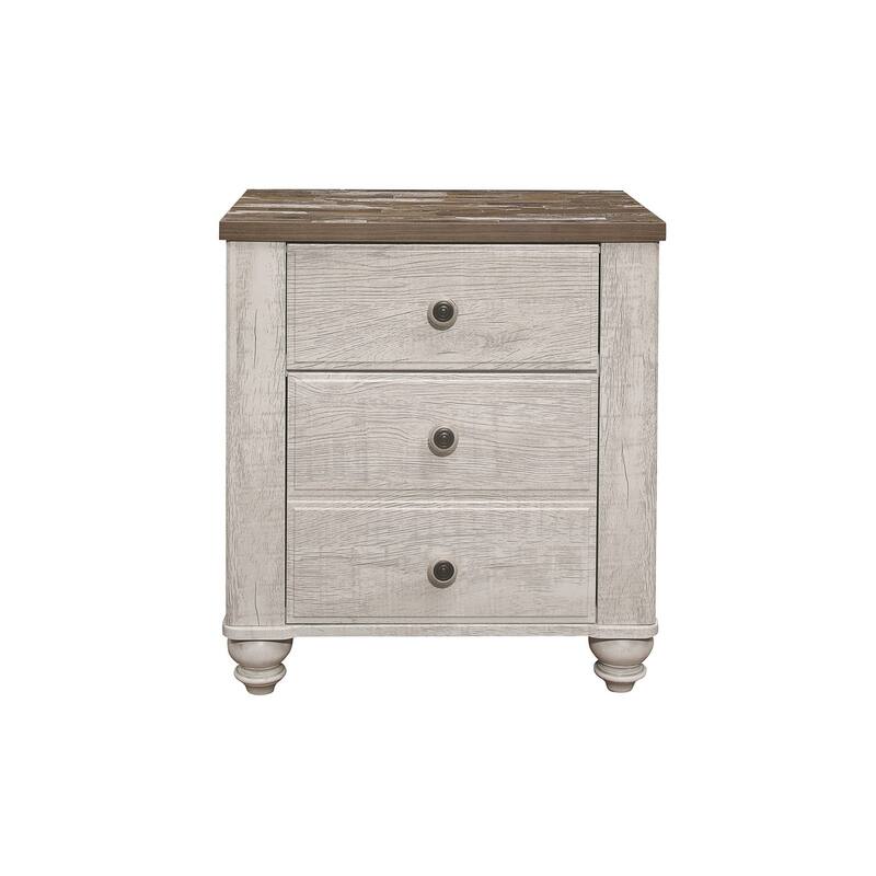 Jillene 3 Piece Antique White Modern Panel Bedroom Set
