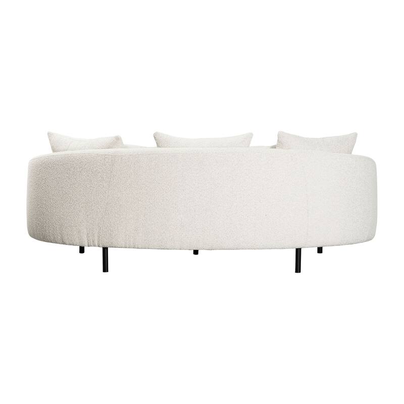 Caleb 82-inch Diameter Rounded Arm Sofa with Boucle Upholstery, Cream