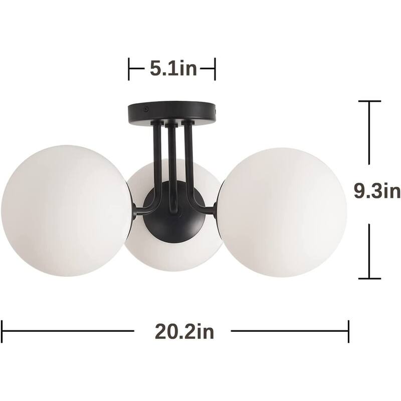3 light black ceiling light fixture vintage close to ceiling light with frosted glass shade