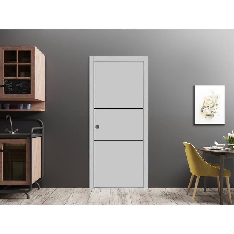 Slab Barn Door Panel 18 x 80 Planum 0014 Grey Ash with Sturdy Finished