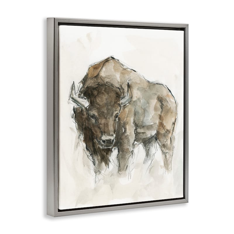 Stupell Western American Buffalo Brown Country Animal Floater Frame