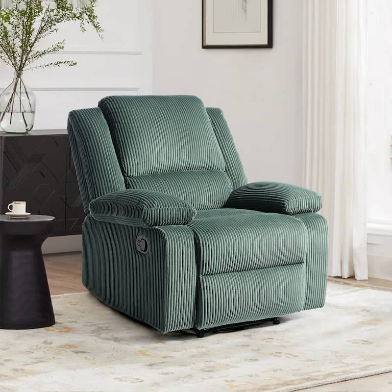 Corduroy Adjustable Recliner Chair Sofa for Living Room - Grey Green/1-Piece