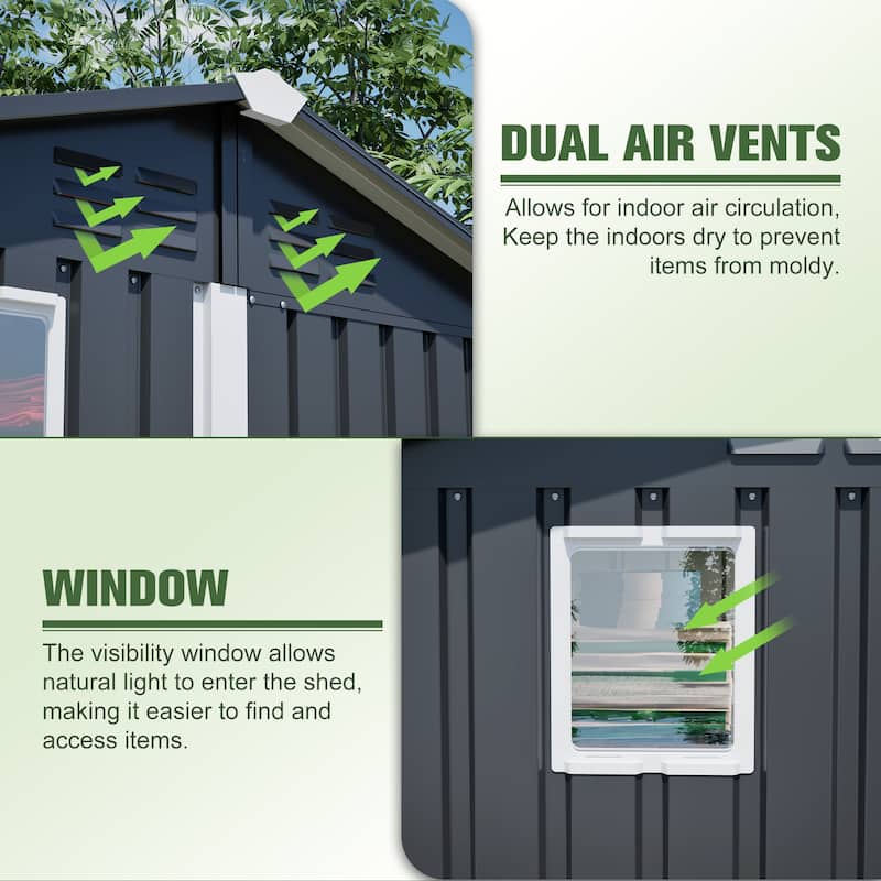 GDFStudio - Lucas All-Weather 6x4 ft Outdoor Storage Shed with Robust Construction and Easy Assembly