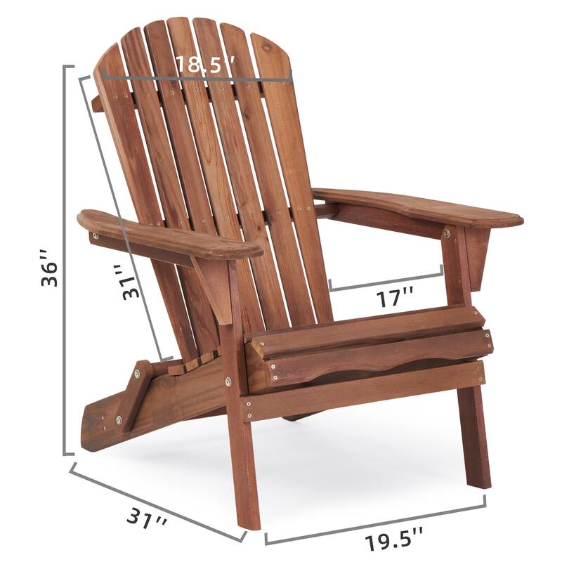 Wooden Outdoor Folding Adirondack Chair Wood Lounge Patio Chair, Set of 2.