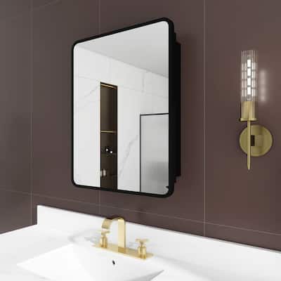 Rectangular Framed Surface/Recessed Mount Mirrored Medicine Cabinet with Shelves