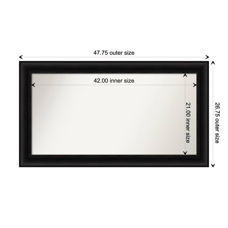 Parlor Black Framed Non-Beveled Custom Wall Mirror, Bathroom Vanity Mirror - Outer Size: 47.75 x 26.75
