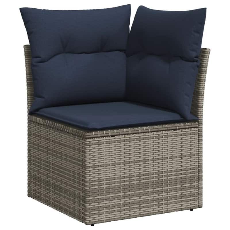 vidaXL 6 Piece Patio Sofa Set with Cushions Gray Poly Rattan