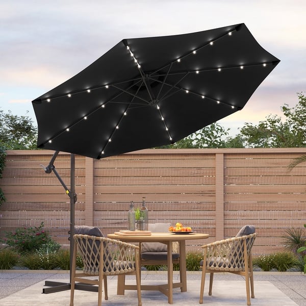 10ft patio offset umbrella outdoor hanging umbrella by bonosuki BONOSUKI 10ft Patio offset Umbrella Hanging Umbrella With LED Lights - On  Sale - Bed Bath & Beyond