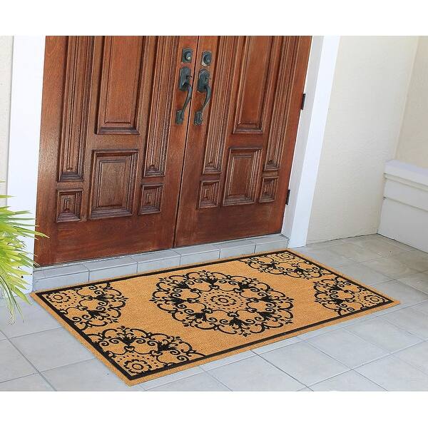 A1HC Natural Coir Flock Door Mat for Front Door, 36x72, Anti-Shed Treated Durable Double Door Entrance Doormat