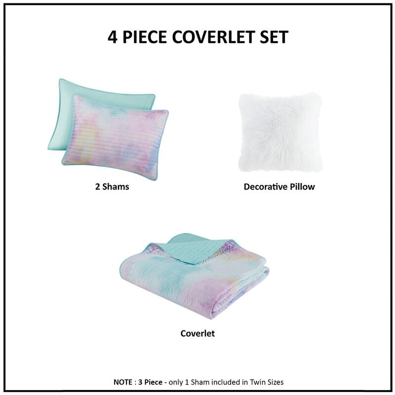 Intelligent Design Karissa Watercolor Tie Dye Printed Quilt Set with Throw Pillow
