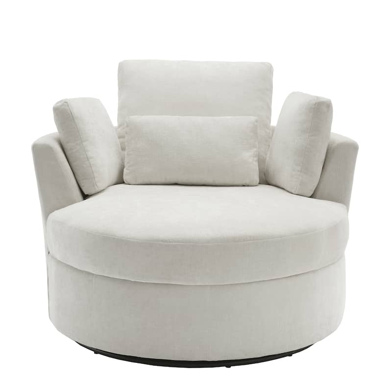 Upholstered Accent Swivel Barrel Armchair Club Chair with Pillows