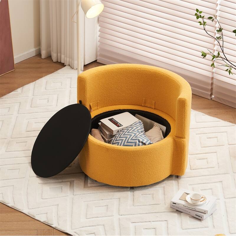 Teddy Fabric Swivel And Storage Chair w/Back Cushion For Living Room