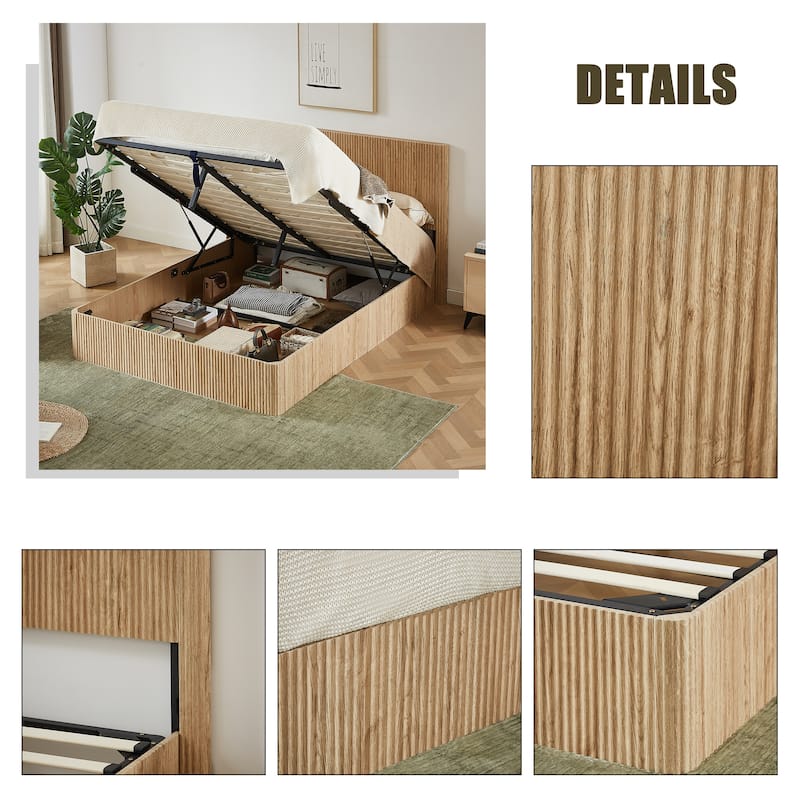 Queen Size Lift Up Storage Bed Frame,No Box Spring Needed