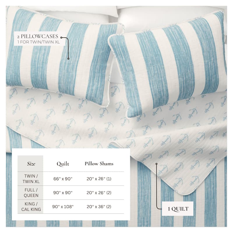 Linery & Co. Stripes & Anchors Microfiber Quilt Set With Shams