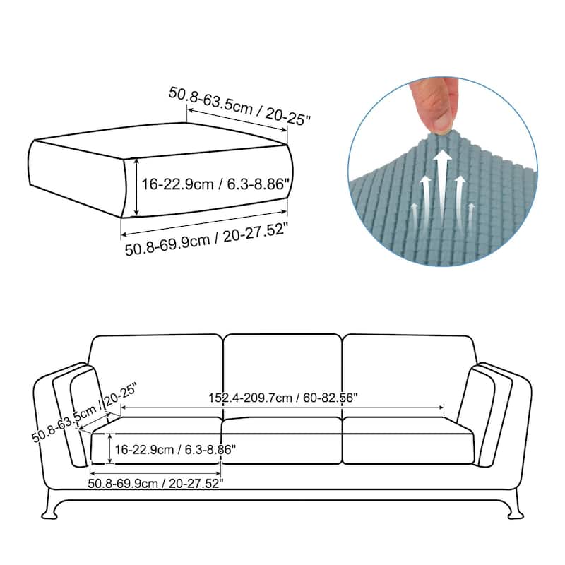 2 Pcs Couch Cushion Cover, 20"x20" Polyester Stretch Sofa Cover - Light Blue