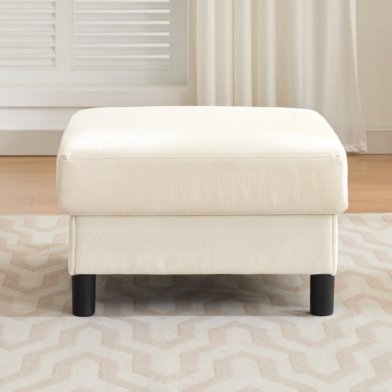 Chenille Upholstered Square Ottoman Footrest