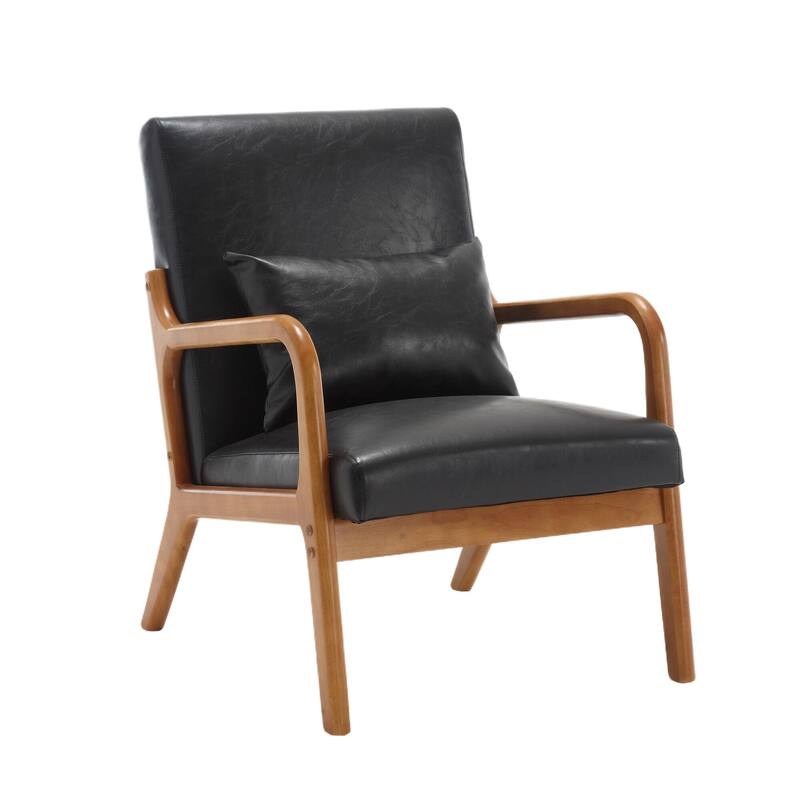 Homefun Corduroy Upholstered Mid-Century Modern Wood Frame Single Armchair for Living Room