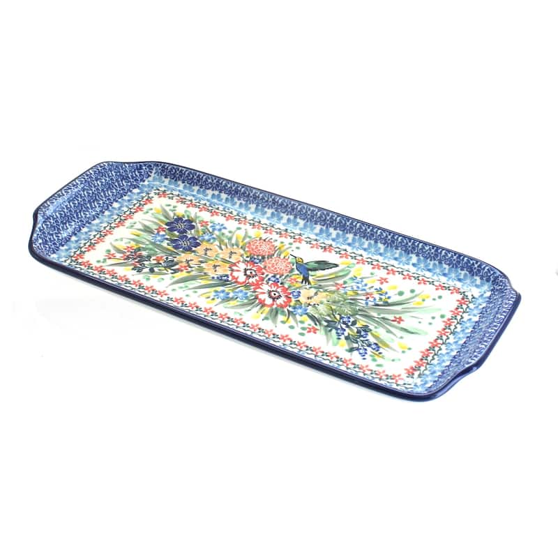 Blue Rose Polish Pottery 410 Ceramika Artystyczna Bread Tray - Hummingbird