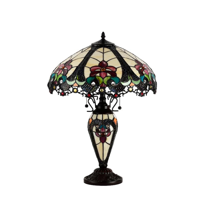 Nicole 3-light Tiffany-style 16-inch Double-lit Table Lamp