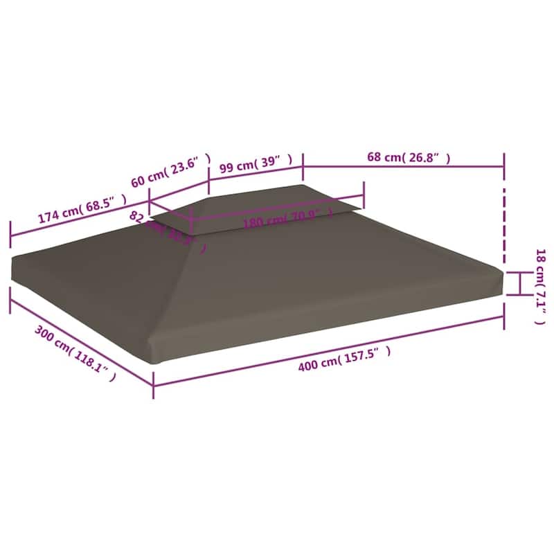 vidaXL Gazebo Cover Outdoor Canopy Top Replacement Sunshade Patio Shelter - 13.1' x 9.8'