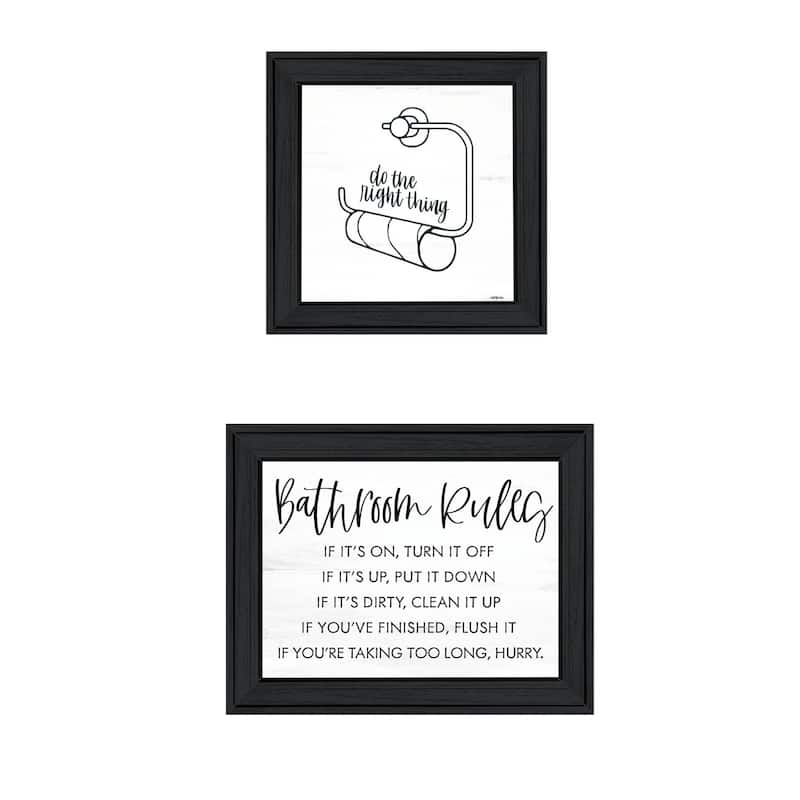 Trendy Decor 4U "Bathroom Rules" Printed Framed Wall Art by Imperfect Dust - Charcoal - 15 x 15