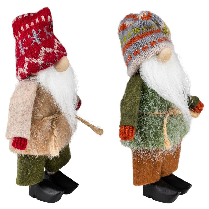 Standing Nordic Gnomes Christmas Decorations - 4.75" - Set of 2