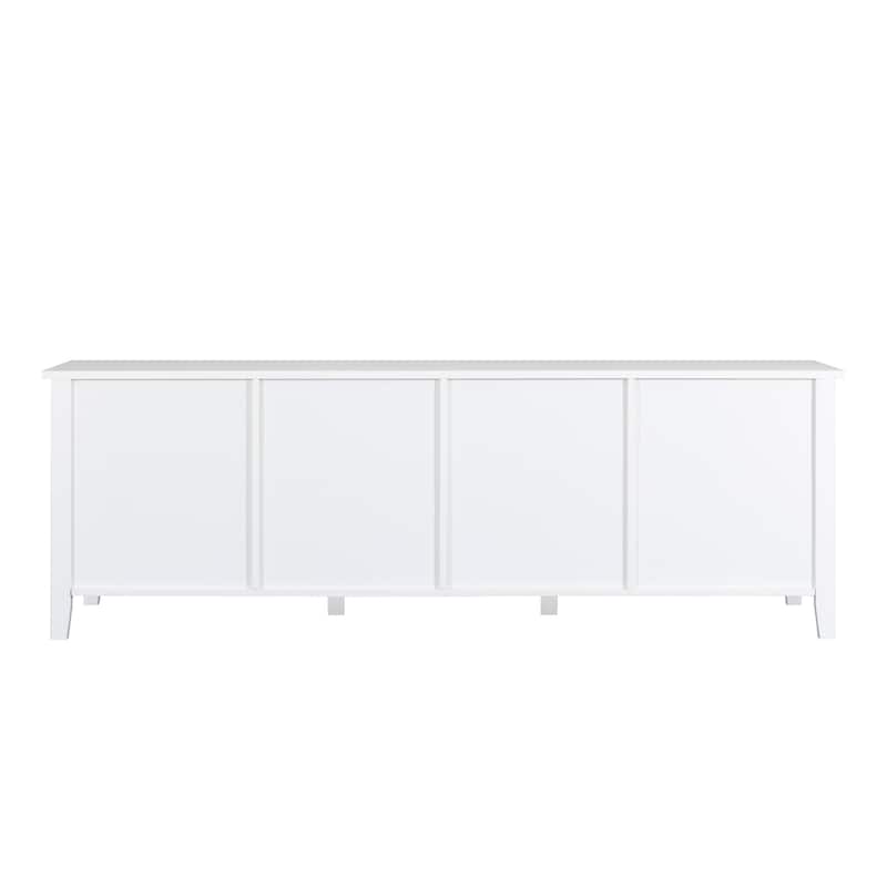 71" Entertainment Center Tv Stand with Solid Wood Frame, Glass Door