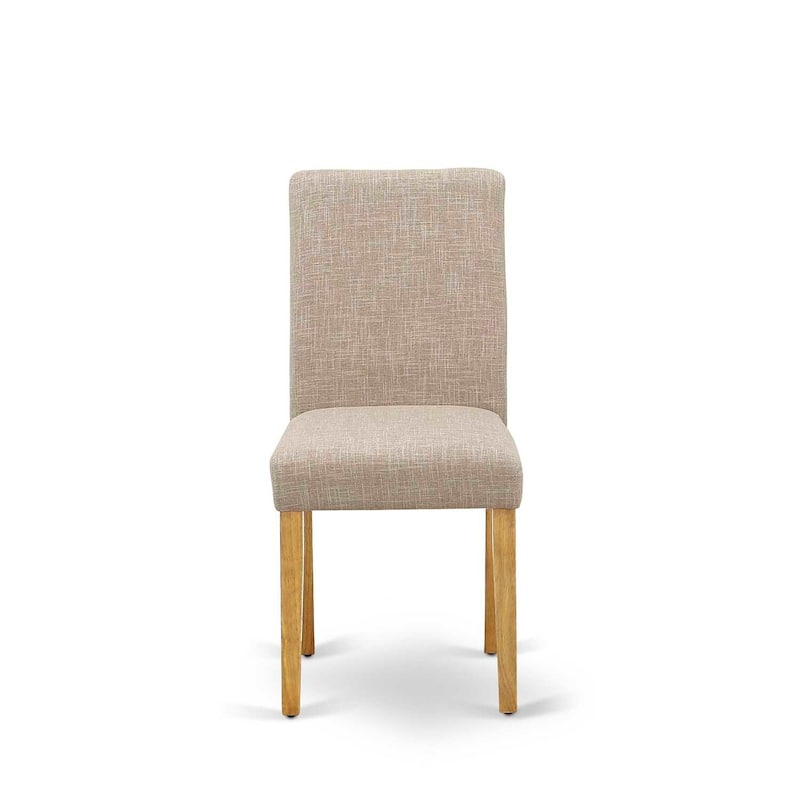 Parsons Dining Chairs Set of 2 - Modern Fabric Accent Chairs - Light Fawn Color - Solid Wood Legs