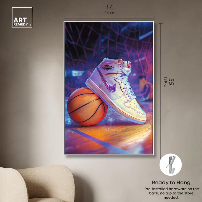 Neon Basketball Court Canvas by Art Remedy