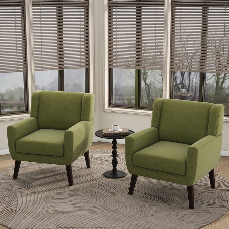 Modern Armchair Upholstered Accent Chair Set of 2 - Green