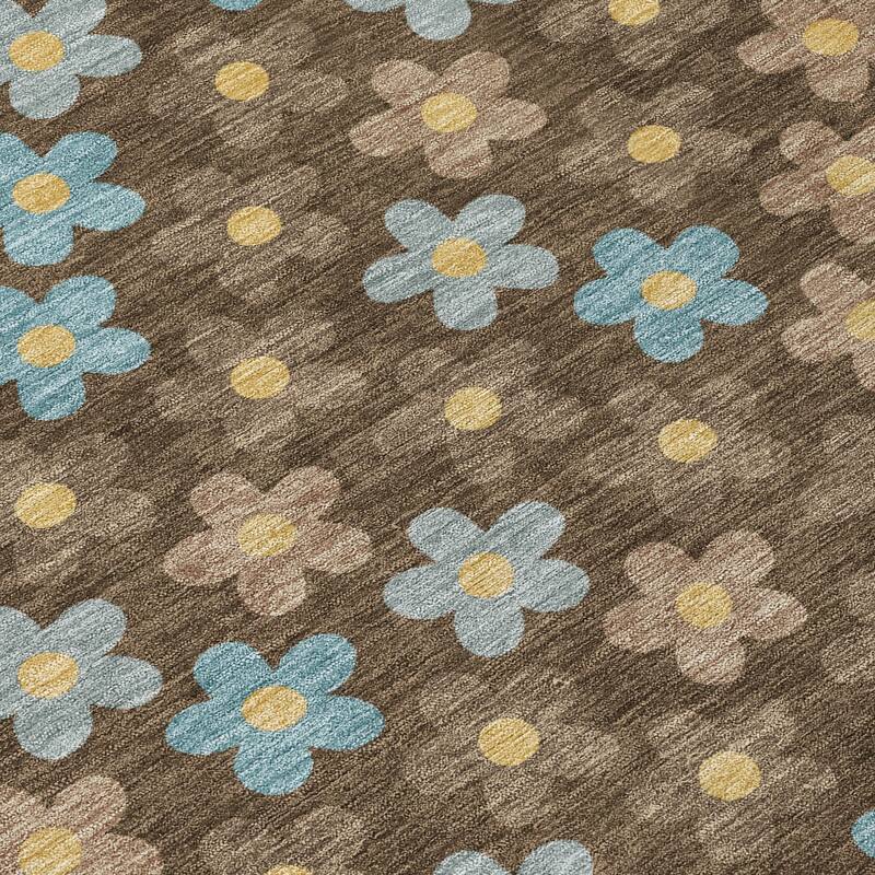 Machine Washable Indoor/ Outdoor Floral Kechi Chantille Rug