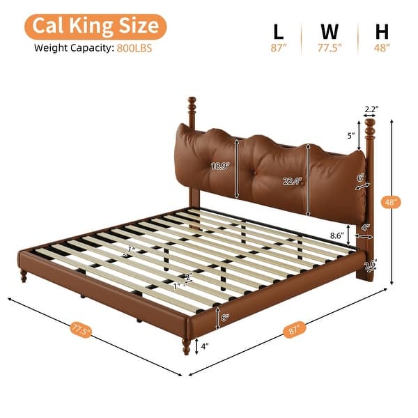dimension image slide 1 of 3, Calka Luxury Upholstered PU Leather Bed by Christopher Knight Home