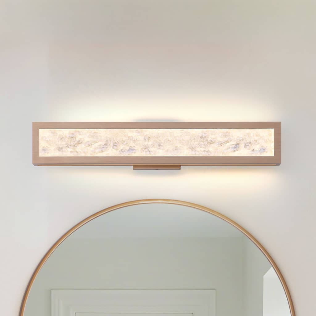 Thesis Courtney 24-inch Champagne Gold 5CCT LED Vanity Light with Clear Water Glass