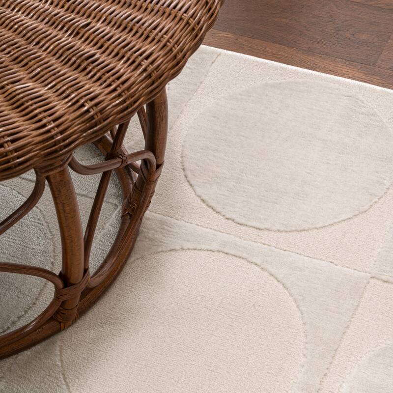 JONATHAN Y Adrian Modern Geometric Circles In Squares High-Low Area Rug
