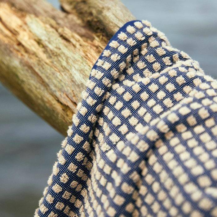 JUNA Check Towels, Dark Blue/Sand