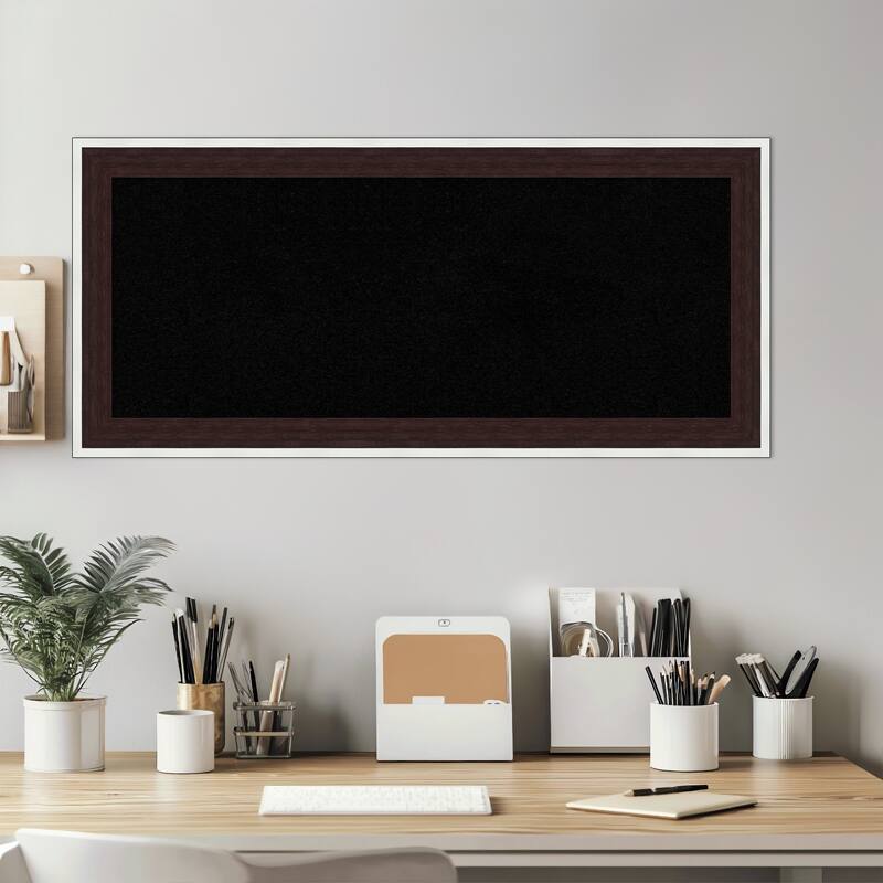Maya Espresso Silver Framed Cork Board - Bulletin Board, Organization Board, Pin Board
