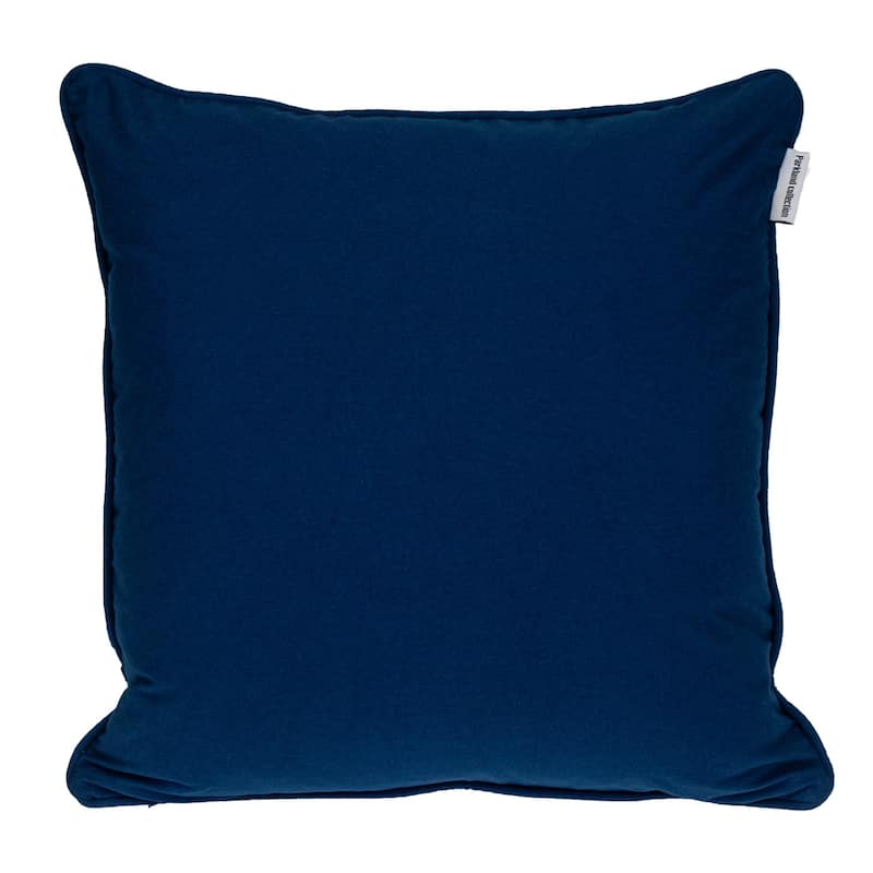 Greek Key Square Cotton Throw Pillow - 20" - Blue and White