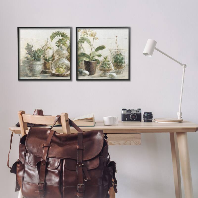 Stupell Succulent House Plants Country Charm Green Brown,2pc Multi Piece Framed Wall Art Set