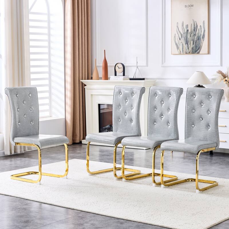 Gray Gold Dining Chair Side Chair Kitchen Chair Leisure Chair Lounge Chair Office Chair Armless Chair with Metal Legs