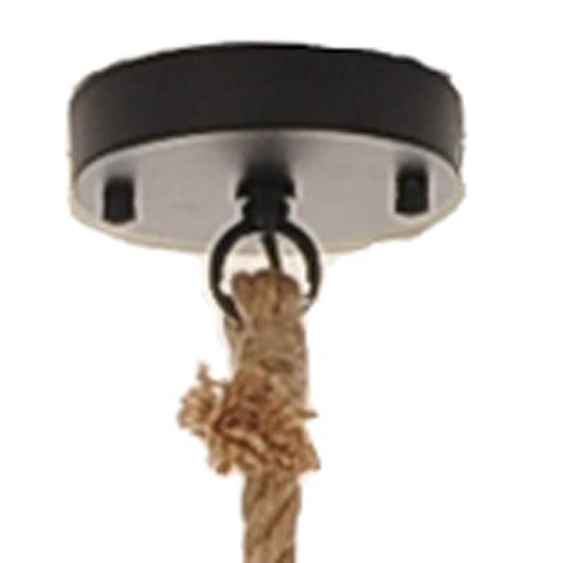 HomeRoots Beige and Black Iron and Rope Ceiling Light - 8.5' X '47' X '8.5