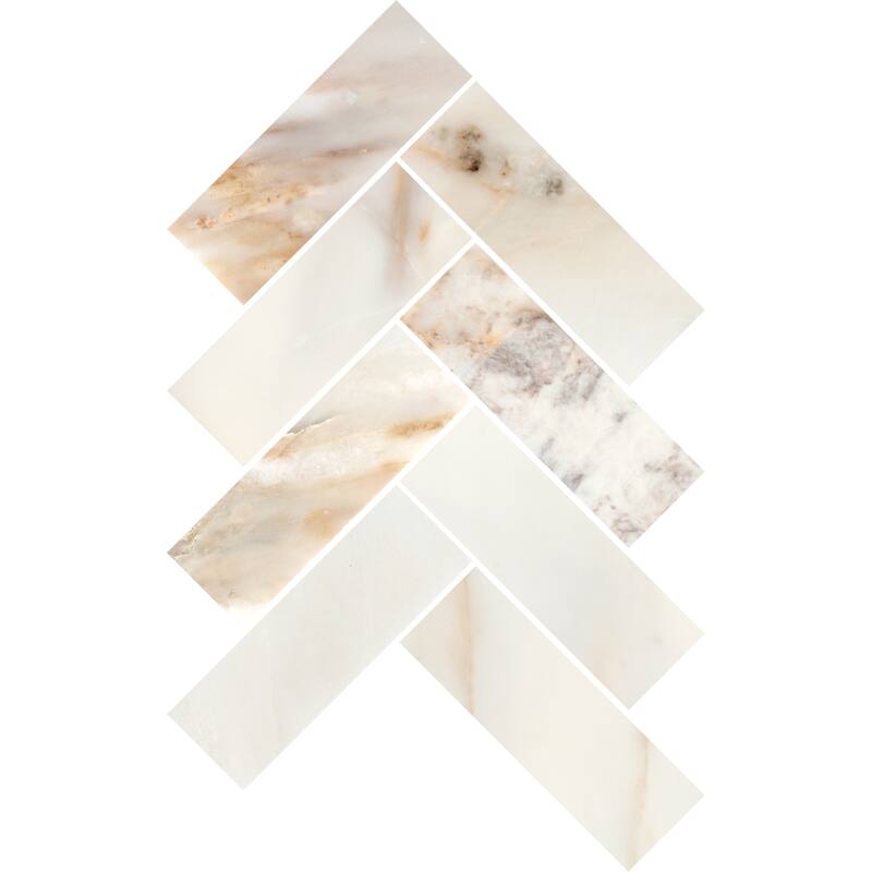 Daltile Gamma 2" x 6" Natural Stone Herringbone Wall and Floor Mosaic Tile (Set of 10)