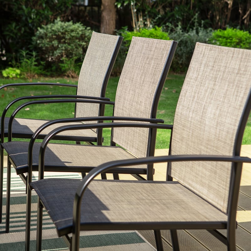 MAISON ARTS 7/9-Piece Patio Dining Set with Metal Rectangle Expandable Table and 6/8 Textilene Dining Chairs