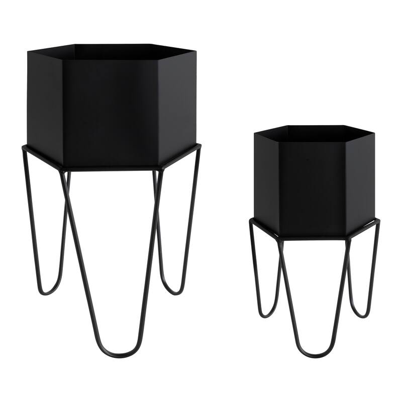 Kate and Laurel Jarvan Metal Freestanding Planter Set - 2 Piece
