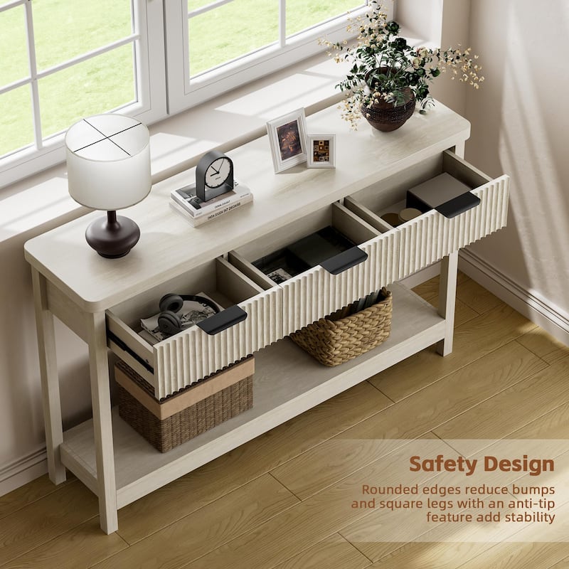 51"Wood Console Sofa Table with 3 Drawers for Living Room