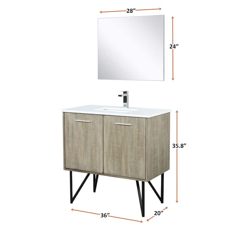 Lancy 36 in W x 20 in D Rustic Acacia Bath Vanity and White Quartz Top