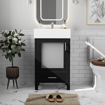20-Inch bathroom vanity with ceramic sink and ample storage - ideal for small bathrooms